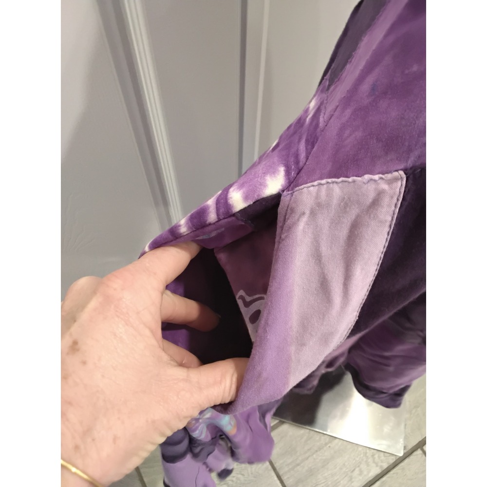 Purple Patchwork Batik Sharkbite Hem Midi Dress S… - image 5